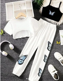 3 Piece Blue Butterfly Summer Tracksuit