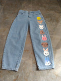 Graphic Cartoon Printed Wide Leg Jeans