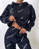 White Fox Print Black Winter Tracksuit