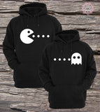 Pacman Print Black Couple Hoodies