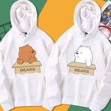 Bears Print White Couple Hoodies