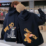 Tom And Jerry Print Black Couple Hoodies