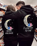 Moon Print Black Couple Hoodies