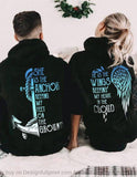 Anchor Wings Print Black Couple Hoodies