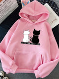 Black And White Cat Print Hoodie