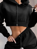 2 Piece Black Hoodie Winter Tracksuit