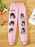 Hello Character Print Pink Trouser