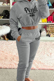 Pink Print Grey Winter Tracksuit