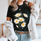 Flower Print Black Tshirt