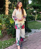 Two Piece Flower Print Kurti And Trouser