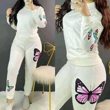 Butterfly Print White Winter Tracksuit