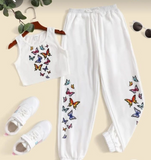 Colorful Butterfly White Summer Tracksuit