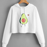 White Fruit Crop Hoodie